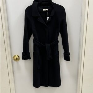 Stylish PRADA high-twist wool Black Belted Coat